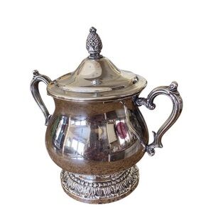 Wm. Roger Vintage 1950s Silver Plated Sugar Bowl with Handles